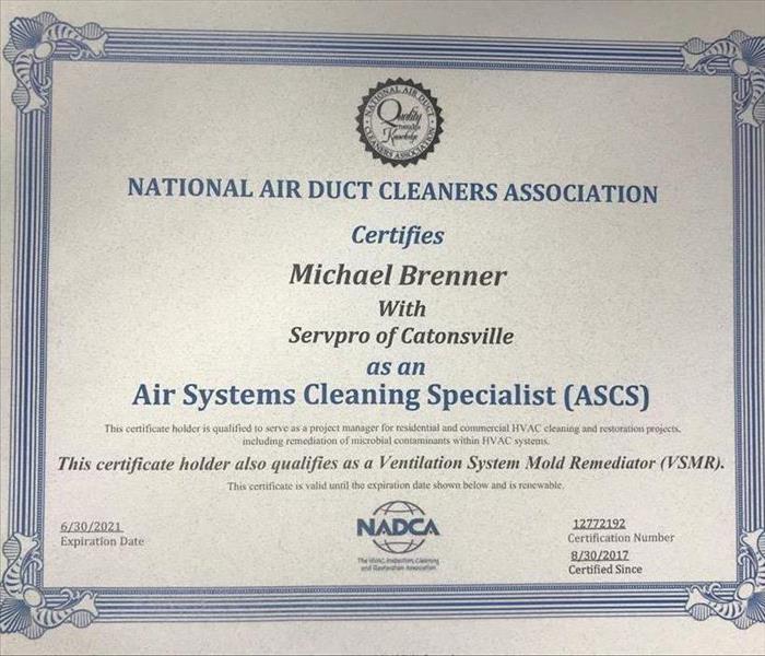 Duct cleaning certificate